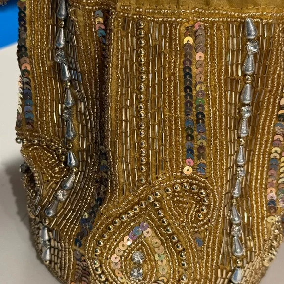 Hand Crafted Gold Beaded Clutch - Picture 8 of 13